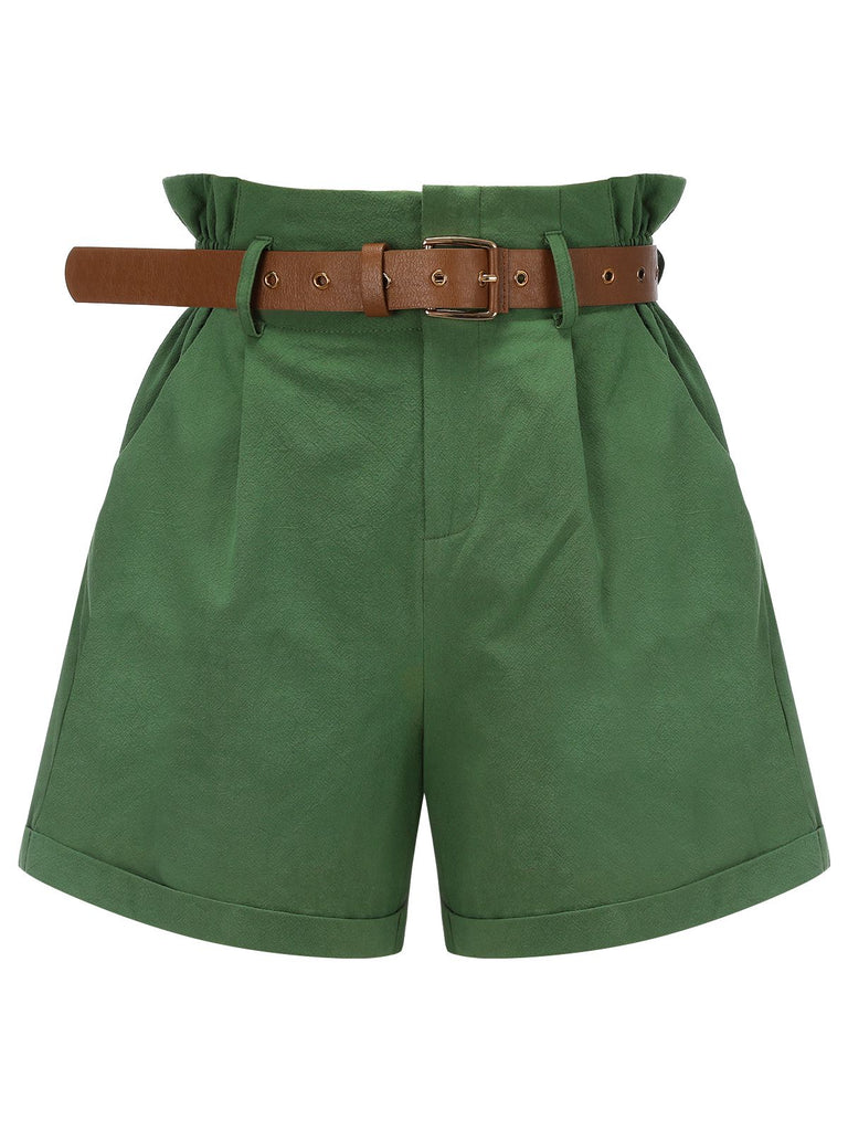 | Shorts Retro Dark Stage Green Vintage Solid 1960s