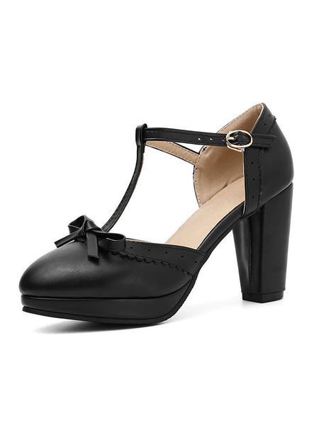 Retro Bow T-Strap High Heels Shoes | Retro Stage