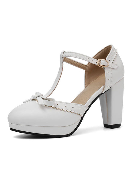Retro Bow T-Strap High Heels Shoes | Retro Stage