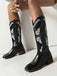 Retro Solid Leather Long Heel Boots