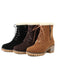 Retro Fleece Solid Color Chunky Heel Boots