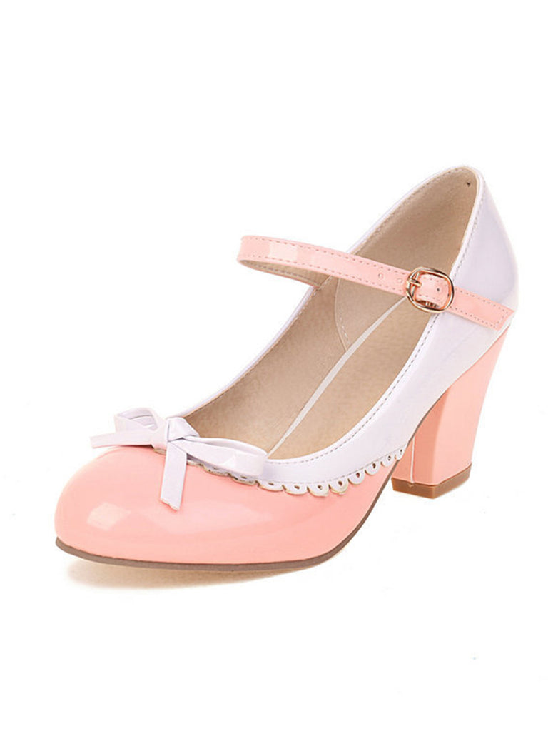 Bowknot Chunky Heels Mary Jane Shoes