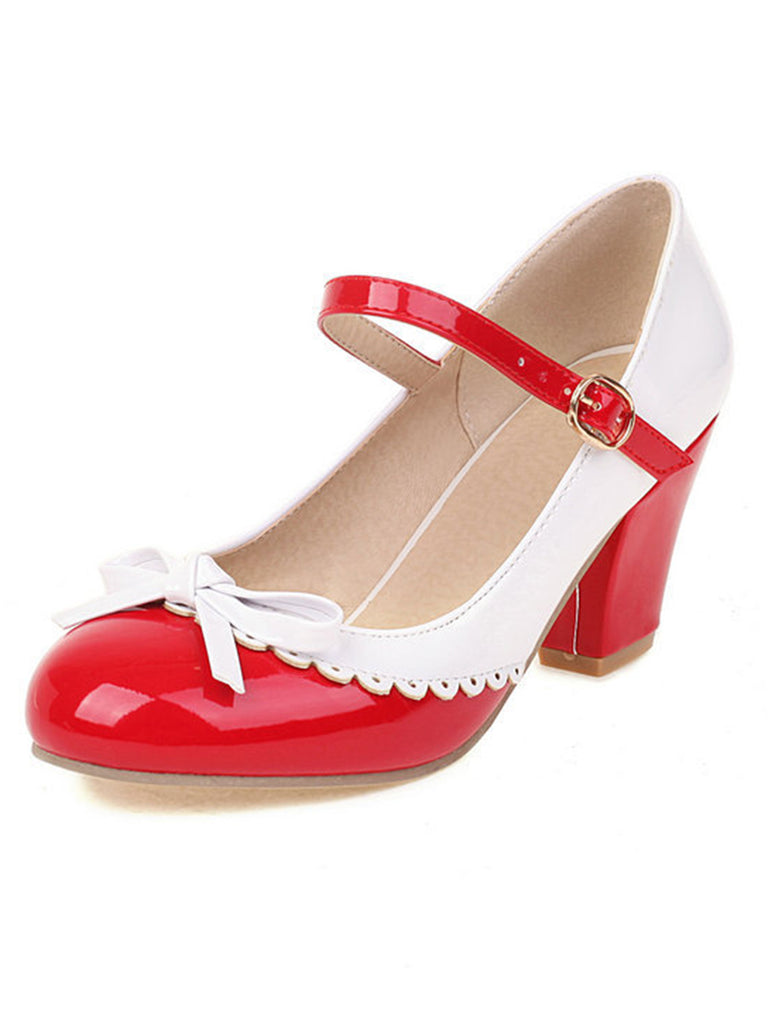 Bowknot Chunky Heels Mary Jane Shoes