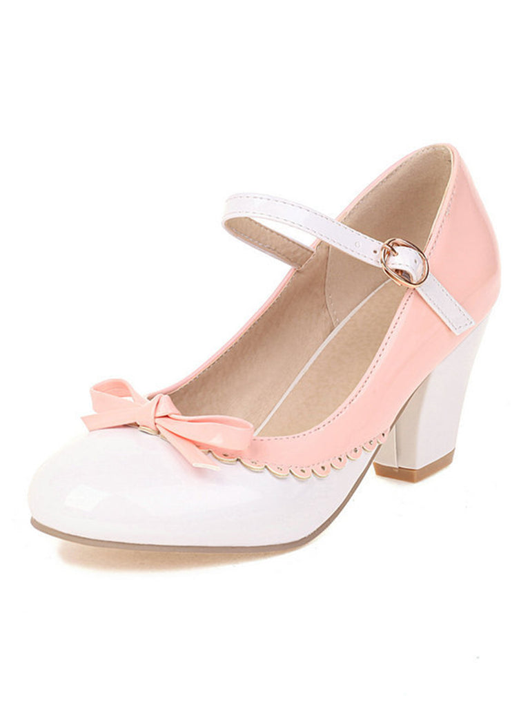 Bowknot Chunky Heels Mary Jane Shoes