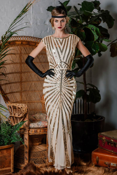 1920s Sequin Art Deco Maxi Dress | Retro Stage