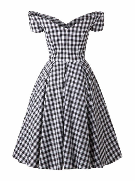 Black 1950s Plaid Swing Dress | Retro Stage