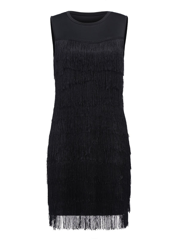 Black 1920s Sequin Tassel Flapper Dress | Retro Stage
