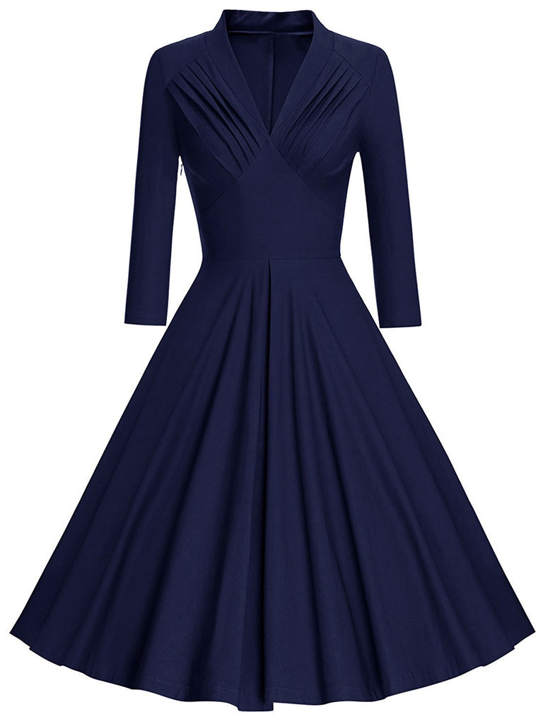 Navy blue swing dress with sleeves hotsell