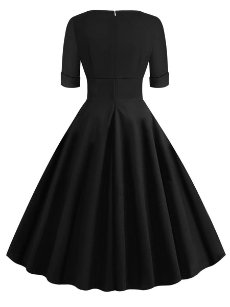 1950s Solid Sweetheart Fold Swing Dress | Retro Stage