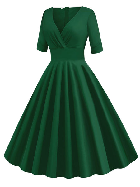 1950s Solid Sweetheart Fold Swing Dress | Retro Stage