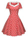 Red 1950s Polka Dot Swing Dress