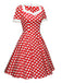 Red 1950s Polka Dot Swing Dress