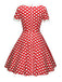 Red 1950s Polka Dot Swing Dress