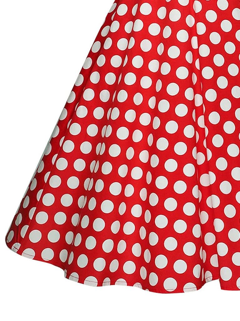 Red 1950s Polka Dot Swing Dress