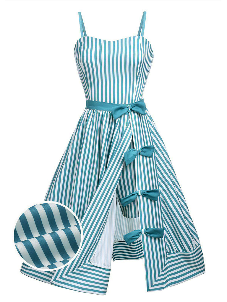 Turquoise 1950s Stripes Romper Skirt Retro Stage