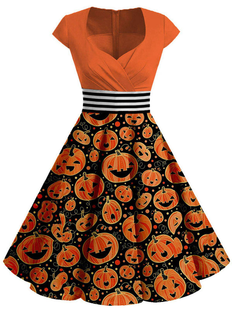 [Plus Size] Orange 1950s Costume Dress | Retro Stage