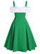 1950s Bow Cold Shoulder Swing Dress