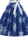 Blue 1950s Snowflake Bow Swing Dress