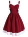 Wine Red 1950s Furry Swing Dress