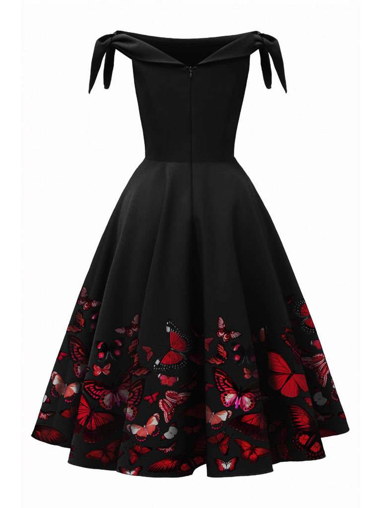 [US Warehouse] 1950s Off-Shoulder Butterfly Swing Dress