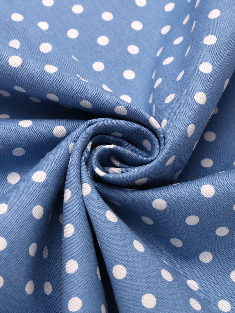 Blue 1950s Straps Pocket Swing Dress