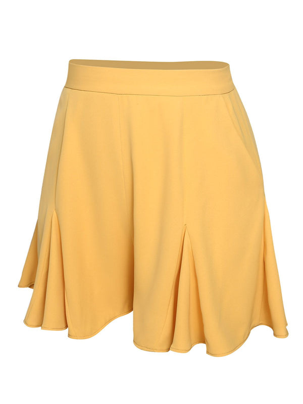 Yellow 1950s Ruffled Pockets Shorts | Retro Stage
