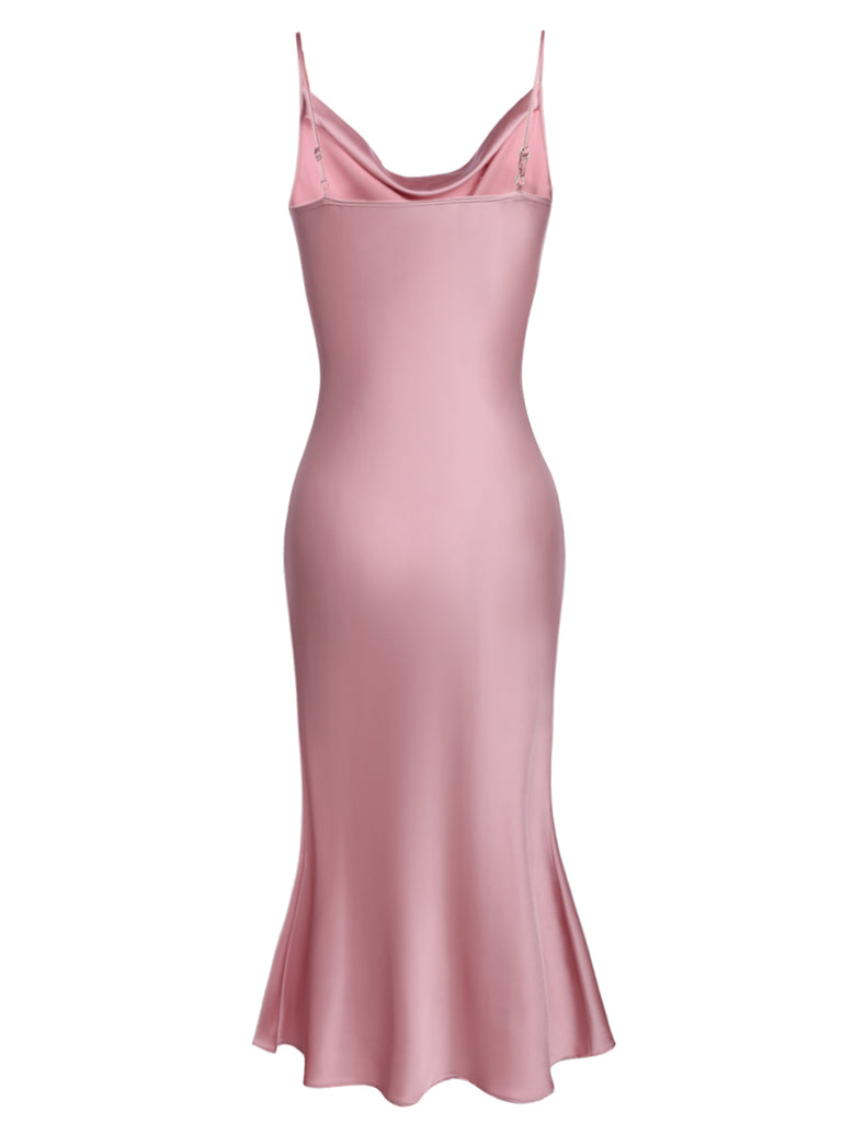 Pink 1930s Spaghetti Strap Fishtail Dress