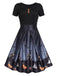 Black 1950s Halloween Button Dress