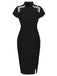 Black 1960s Butterfly Backless Pencil Dress