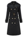 Retro Solid Button Belt Coat