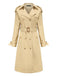 Retro Solid Button Belt Coat