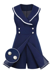 Navy Blue 1950s Sailor Collar Romper – Retro Stage - Chic Vintage