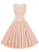 1950s Stripe Crew Neck Swing Dress