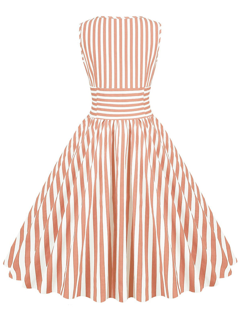 1950s Stripe Crew Neck Swing Dress