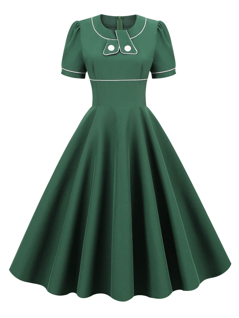 1950s Patchwork Button Swing Vintage Dress