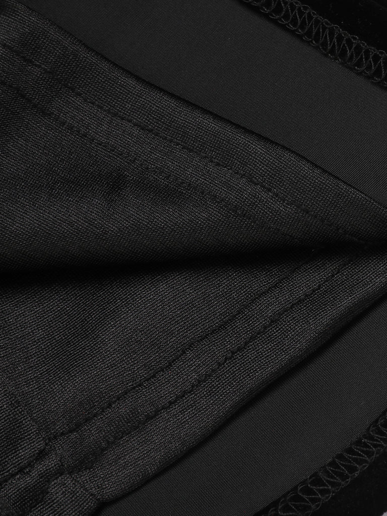 2PCS Black 1960s Solid Dress & Plush Cape | Retro Stage