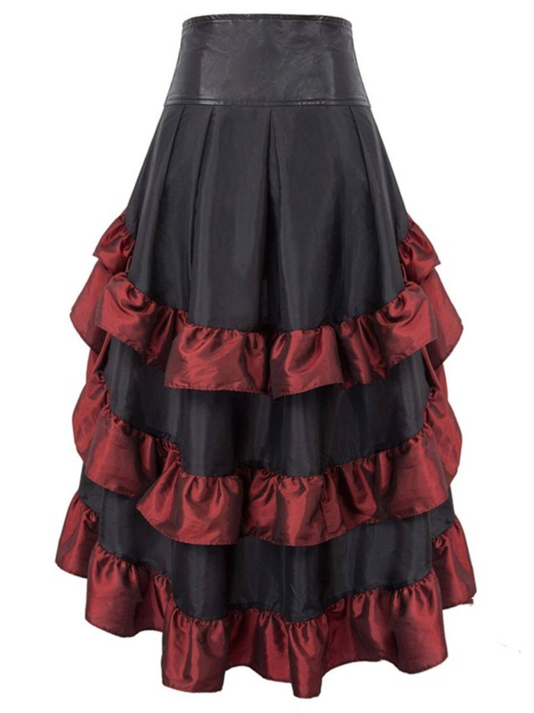 Black Ruffle Patchwork Irregular Skirt