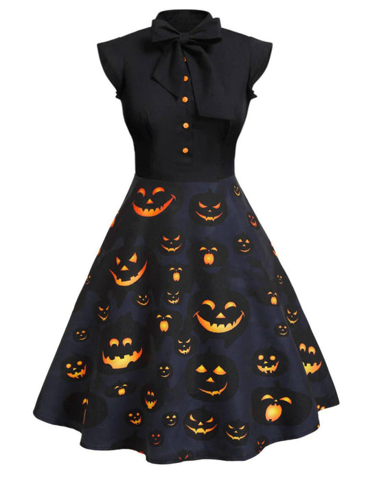 Purple 1950s Halloween Patchwork Dress