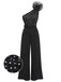 Black 1950s Polka Dots Patchwork Jumpsuit