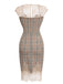 Gray 1960s Plaid Lace Pencil Dress