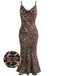 [Pre-Sale] Brown 1930s Leopard Strap Fishtail Dress