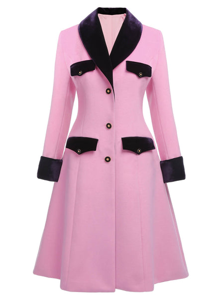 Pink 1930s Velvet Patchwork Button Coat | Retro Stage