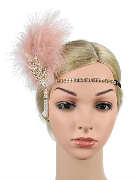 [US Warehouse] 1920s Feather Rhinestone Flapper Headband | Retro Stage