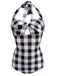 [US Warehouse] 1950s Plaid Halter One-Piece Swimsuit