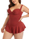 Plus Size Solid Skirted Swimsuit