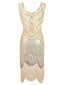 [US Warehouse] Apricot 1920s Beaded Sequin  Flapper Dress