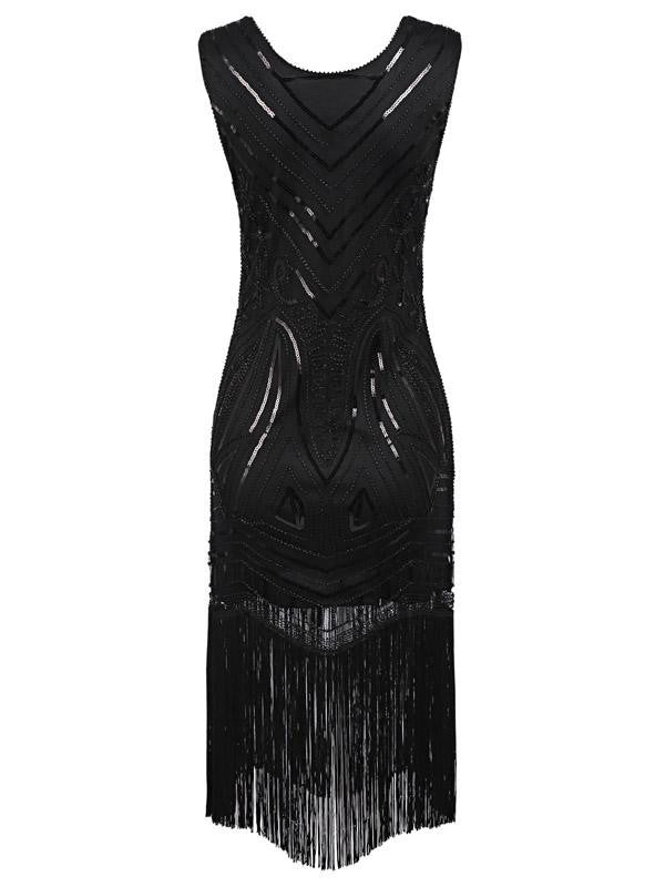 1920s Sequined Fringe Flapper Dress