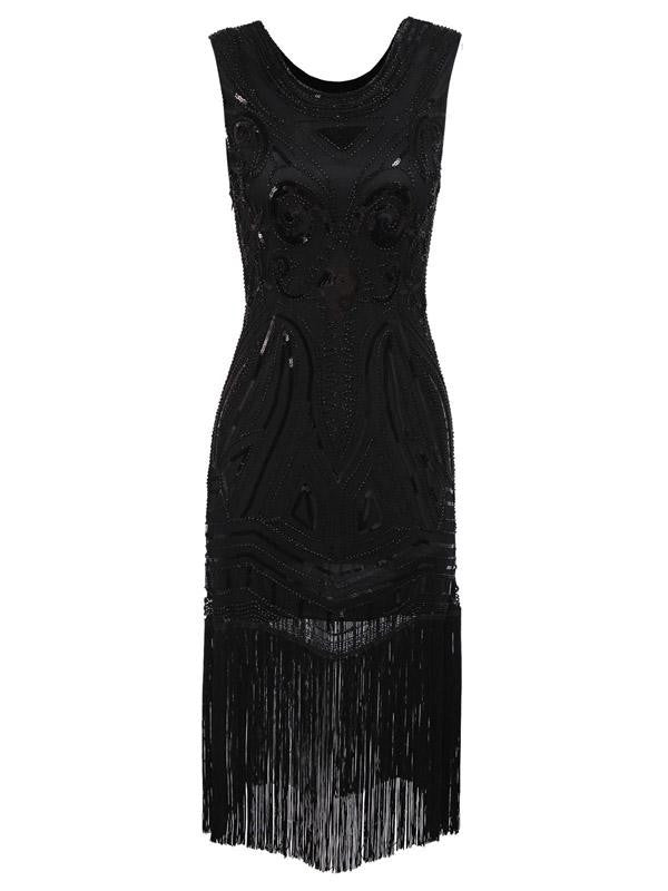 1920s Sequined Fringe Flapper Dress